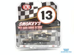 Xe Mô Hình Chevrolet C-30 Ramp Truck with #13 1967 Smokey Yunick Trans Am Camaro 1:64 ACME ( Đen Nâu Coffee )