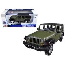 XE MÔ HÌNH JEEP WRANGLER UNLIMITED 2015 1:24 MAISTO (XANH QUÂN ĐỘI)