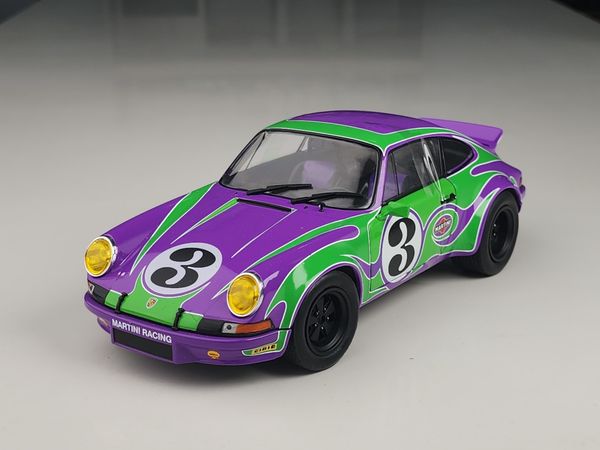 Xe mô hình Porsche 911 RSR - Purple Hippy Tribute- 1973 1:18 Solido (Xanh lá- Tím)