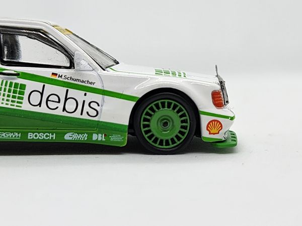 Xe Mô Hình Mercedes-Benz 190E 2.5 16 Evolution II 1991 DTM Zakspeed #20 Michael Schumacher LHD 1:64 Minigt ( Trắng Xanh )