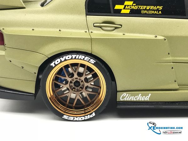 Xe Mô Hình Mitsubishi Evo IX Matt Green Clinched Widebody 1:18 AGU Model ( Xanh )