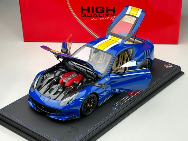 Xe Mô Hình (V) Ferrari F12 TDF Azzurro Dino 1:18 BBR ( Xanh Sọc Vàng )