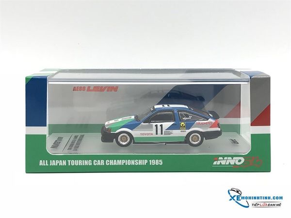 Xe Mô Hình Toyota Corolla Levin AE86 #11 ''Trampio'' JTC Sugo Winner 1985 1:64 INNO Model ( Xanh )