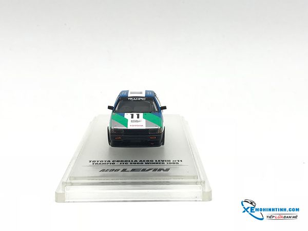 Xe Mô Hình Toyota Corolla Levin AE86 #11 ''Trampio'' JTC Sugo Winner 1985 1:64 INNO Model ( Xanh )