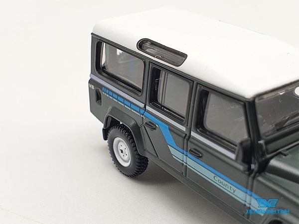 Xe Mô Hình Land Rover Defender 1985 County Station Wagon Grey RHD 1:64 Mini GT ( Đen )