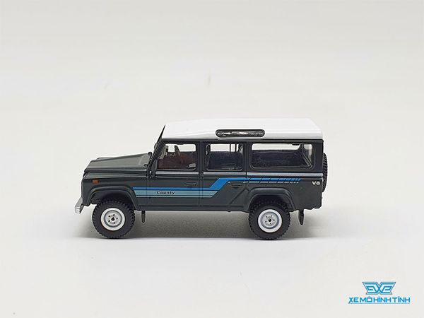 Xe Mô Hình Land Rover Defender 1985 County Station Wagon Grey RHD 1:64 Mini GT ( Đen )