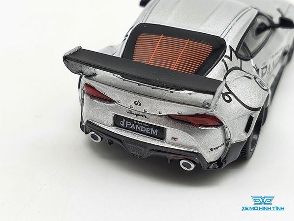 Xe Mô Hình Pandem Toyota GR Supra V1.0 Silver LHD 1:64 MiniGT (Xám)