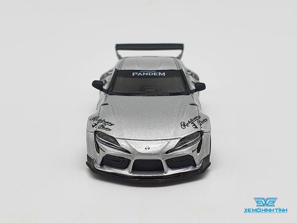 Xe Mô Hình Pandem Toyota GR Supra V1.0 Silver LHD 1:64 MiniGT (Xám)