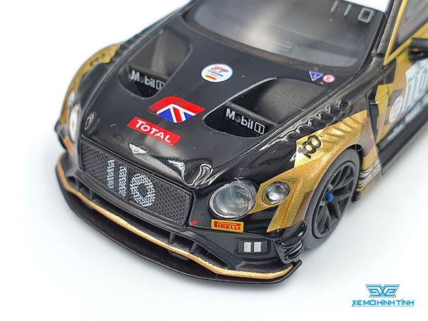 Xe Mô Hình Bentley Continental GT3 #110 M-Sport Team Bentley 2019 Total 24 Hours of Spa RHD 1:64 Mini GT ( Đen Vàng )