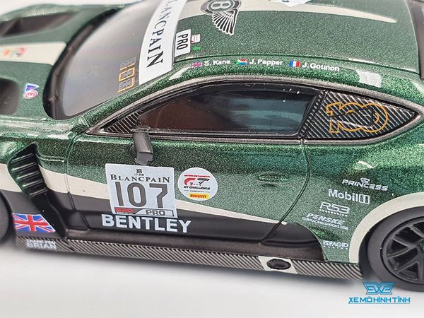 Xe Mô Hình Bentley Continental GT3 #107 M-Sport Team Bentley 2019 Total 24 Hours of Spa RHD 1:64 Mini GT ( Xanh Rêu )