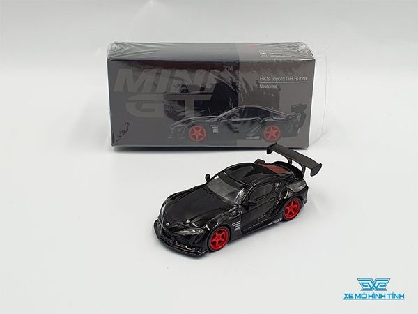 Xe Mô Hình HKS Toyota GR Supra Nocturnal RHD 1:64 Mini GT (Đen Mân Đỏ)