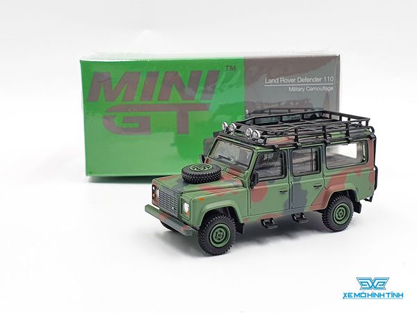 Xe Mô Hình Land Rover Defender 110 Military Canouflage 1:64 Mini GT (Xanh Quân Đội)