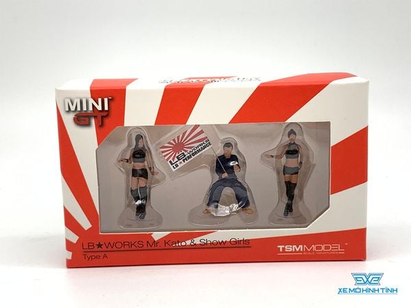 Figure Mr.Kato & Show Girls Type A 1:64 MiniGT ( 3 Figure + cầm cờ )