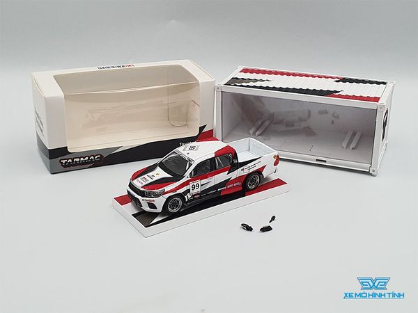 Xe Mô Hình Toyota Hilux 1:64 Tarmac Works ( Trắng Đỏ Đen )