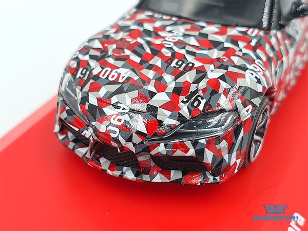 Xe Mô Hình Toyota GR Supra Test Car 1:64 Tarmac Works/Kyosho ( Caro Đỏ Xám )