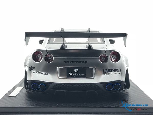 1:18 ONE MODEL NISSAN GTR R35 LB WORKS IN MATTE BLACK LIBERTY WALK ( BẠC CROM )