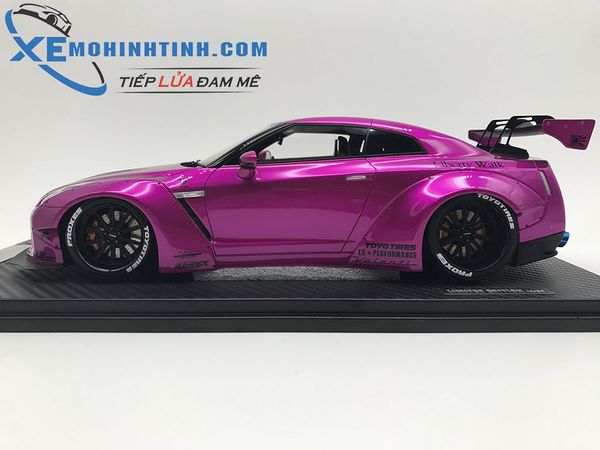 1:18 ONE MODEL NISSAN GTR R35 LB WORKS IN MATTE BLACK LIBERTY WALK ( HỒNG )