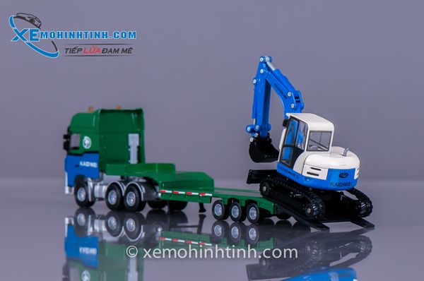 Xe Mô Hình Xe Tải Đầu Kéo Chở Xe Xúc 1:50 Kdw