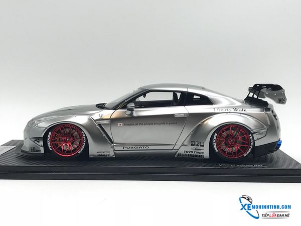 1:18 ONE MODEL NISSAN GTR R35 LB WORKS IN MATTE BLACK LIBERTY WALK ( BẠC CROM )