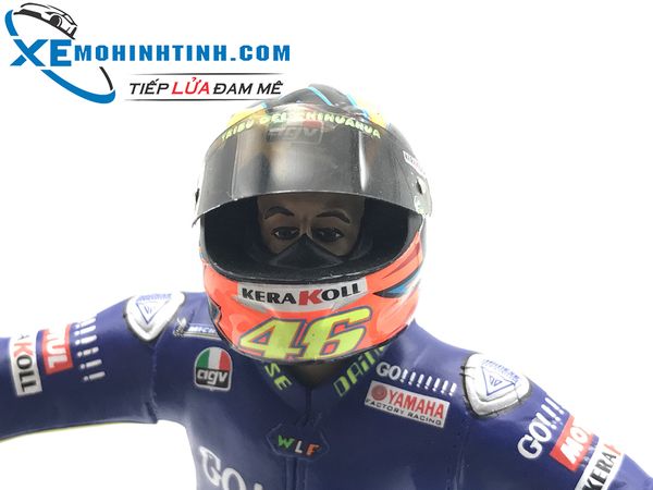 XE MÔ HÌNH YAMAHA YZR R1 VALENTINO ROSSI MOTOGP DONINGTON 2005 + FIGURE 1:12 MINICHAMPS (XANH DƯƠNG #46)