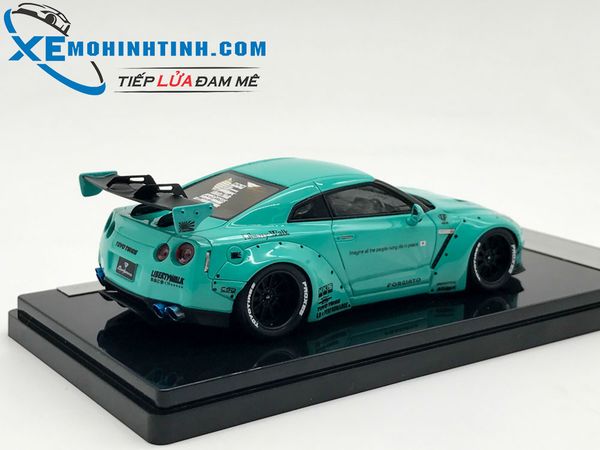 Nissan GTR R35 Liberty Walk 1:43 Onemodel (Xanh)