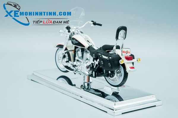 XE MÔ HÌNH HARLEY DAVIDSON 1993 FLSTN Heritage Softail 1:18 MAISTO (TRẮNG ĐEN)