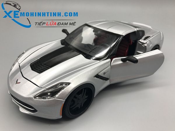 Xe Mô Hình Corvette Stingray 2014 1:24 Maisto (Bạc)