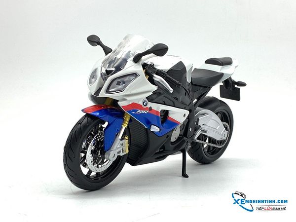 XE MÔ HÌNH BMW S1000RR 1:12 MAISTO (XANH TRẮNG)