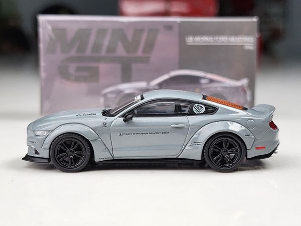 Xe mô hình LB-WORKS FORD MUSTANG Grey LHD 1:64 MiniGT ( Xám )