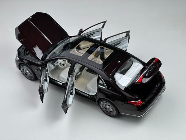 Xe Mô Hình Mercedes-Maybach S-Class 2021 1:18 Norev ( Black Ruby ) - Mâm Vành