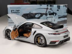 Xe mô hình Porsche 911 (992) Turbo S Coupe Sport Design - 2021 1:18 Minichanmps (Silver Metallic)