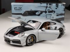 Xe mô hình Porsche 911 (992) Turbo S Coupe Sport Design - 2021 1:18 Minichanmps (Silver Metallic)