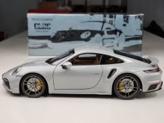 Xe mô hình Porsche 911 (992) Turbo S Coupe Sport Design - 2021 1:18 Minichanmps (Silver Metallic)