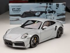 Xe mô hình Porsche 911 (992) Turbo S Coupe Sport Design - 2021 1:18 Minichanmps (Silver Metallic)