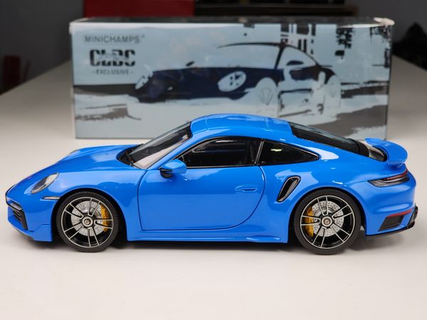 Xe mô hình Porsche 911 (992) Turbo S Coupe Sport Design - 2021 1:18 Minichanmps (Dark Blue)