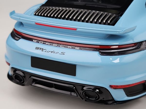 Xe mô hình Porsche 911 (992) Turbo S Coupe Sport Design - 2021 1:18 Minichanmps (Light Blue)