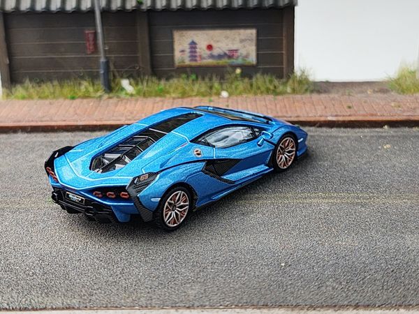 Xe Mô Hình Lamborghini Sián FKP 37 1:64 MiniGT ( Blu Aegir LHD )