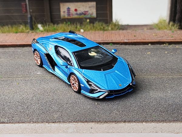 Xe Mô Hình Lamborghini Sián FKP 37 1:64 MiniGT ( Blu Aegir LHD )