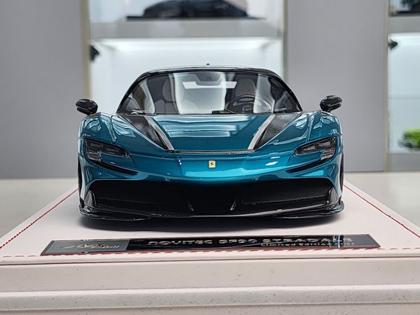 Xe mô hình Ferrari Novitec SF90 1:18 Ivy Model ( Chrome Blue)