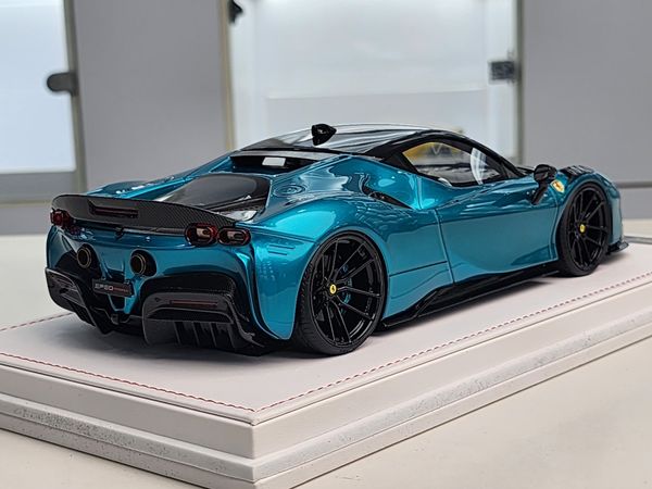 Xe mô hình Ferrari Novitec SF90 1:18 Ivy Model ( Chrome Blue)