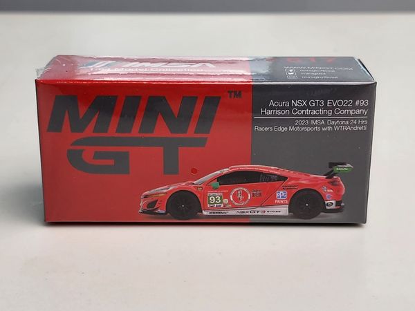 Xe Mô Hình Acura NSX GT3 EVO22 #93 Harison ConTracting Company 2023 IMSA Daytona 24 Hrs Racers Edge Motorsports With WTRAndretti1:64 MiniGT ( Đỏ Hồng )