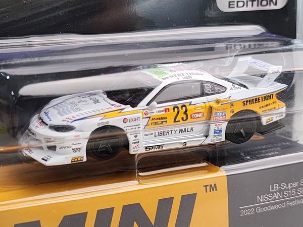 Xe Mô Hình Nissan LB-Super Silhouette S15 Silva #23 2022 Goodwood Festival Of Speed 1:64 MiniGT ( Trắng/ Vàng - Car Mỹ )