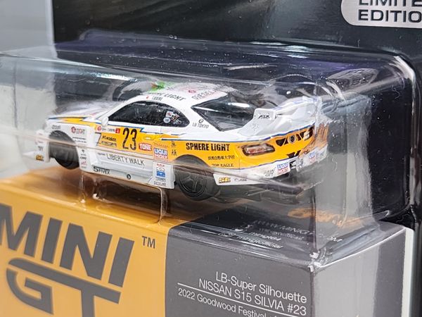 Xe Mô Hình Nissan LB-Super Silhouette S15 Silva #23 2022 Goodwood Festival Of Speed 1:64 MiniGT ( Trắng/ Vàng - Car Mỹ )