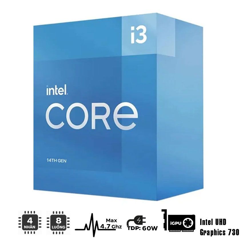  CPU Intel Core I3 14100 (Up To 4.70GHz, 4 Nhân 8 Luồng, 12MB Cache, LGA 1700) 