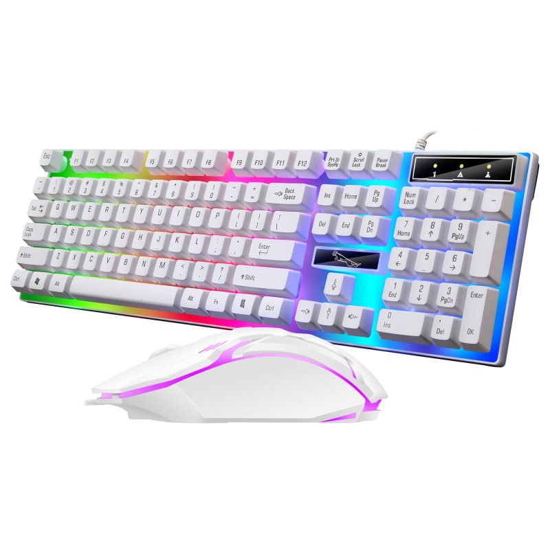 Bàn Phím Giả Cơ Máy Tính Cao Cấp G21B Kèm Chuột Dành Cho Game Thủ Đèn LED 7 Màu Ấn Tượng