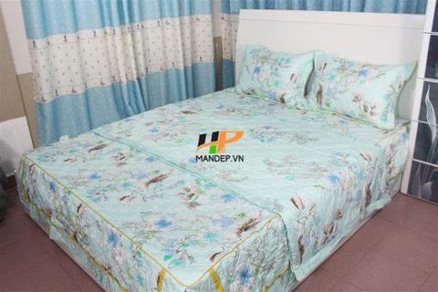  Bộ Drap Lụa Satin Chần Gòn Korea Hà Phương TLC-055 