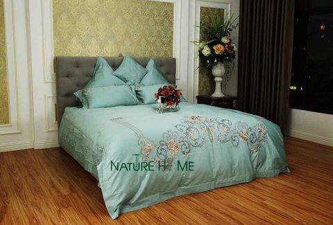 Bộ chăn ga gối Nature Home ST415 Xanh Nhạt