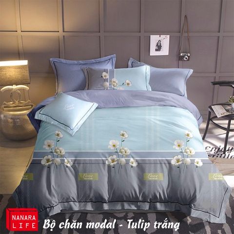 Bộ chăn ga Nanara Life Modal - Tulip Trắng