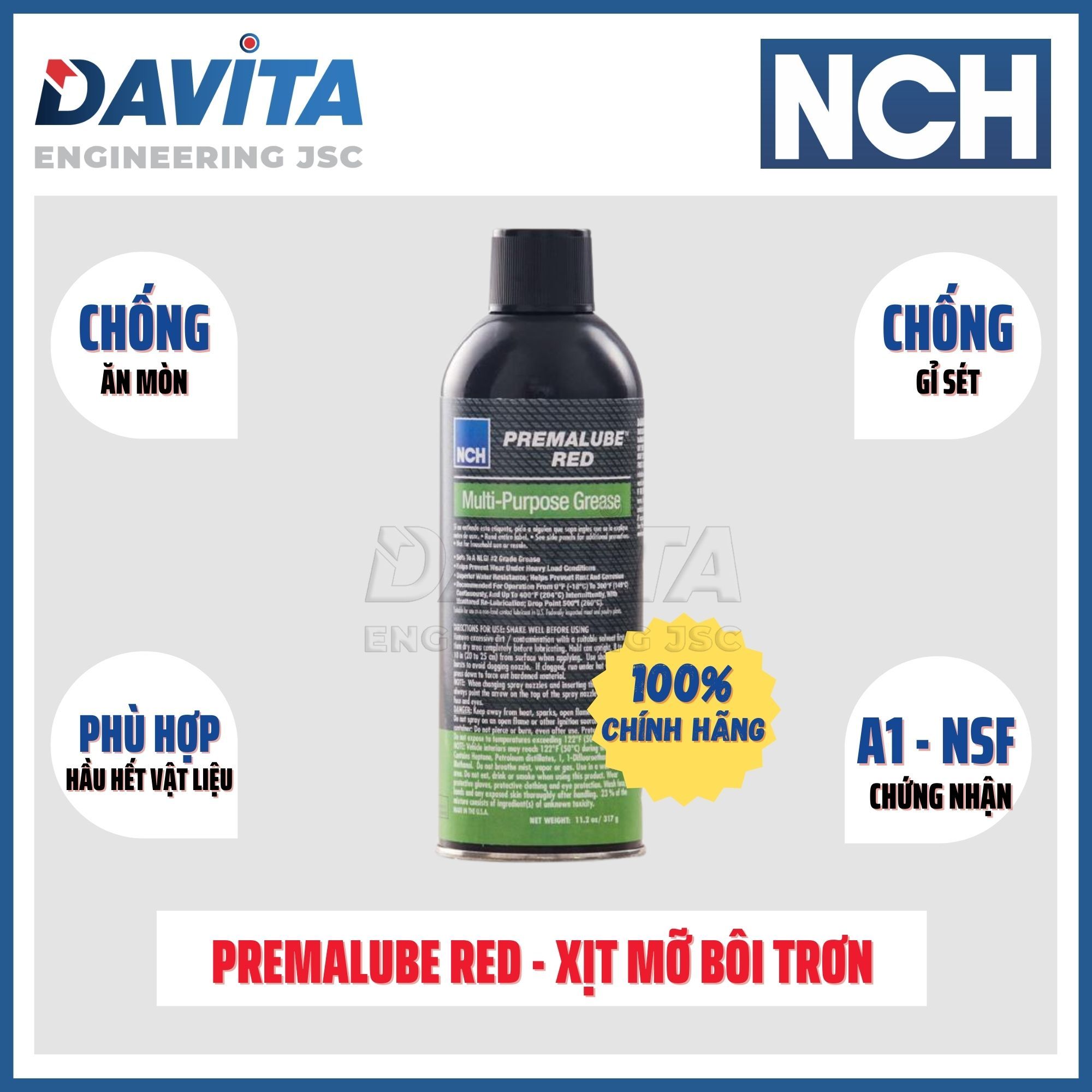 Mỡ bò dạng chai xịt Premalube Red Aerosol NCH