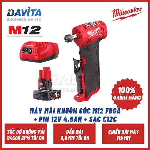 Máy mài khuôn góc M12 FDGA + Pin 12V 4.0Ah + Sạc C12C